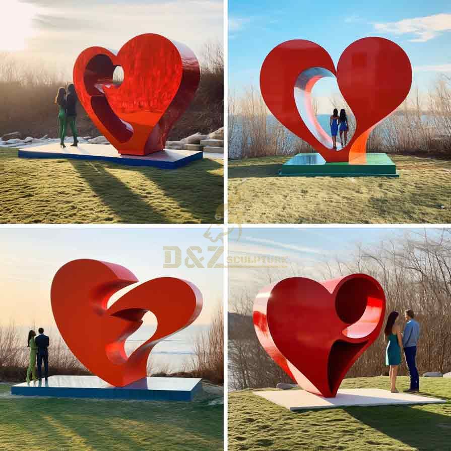 Large metal heart art sculpture love theme sculpture for garden DZ-328