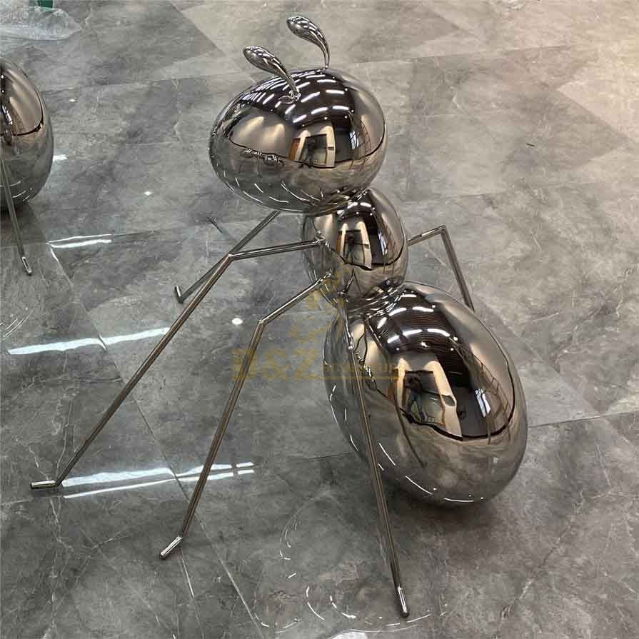 Modern light luxury metal ant sculptures mirror plated animal sculpture series DZ-329