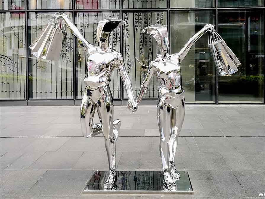 Modern abstract shopping figure metal sculpture for sale DZ-337