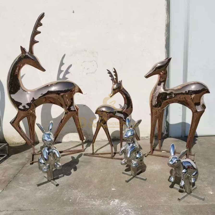 Copper color abstract metal deer sculptures for sale DZ-338