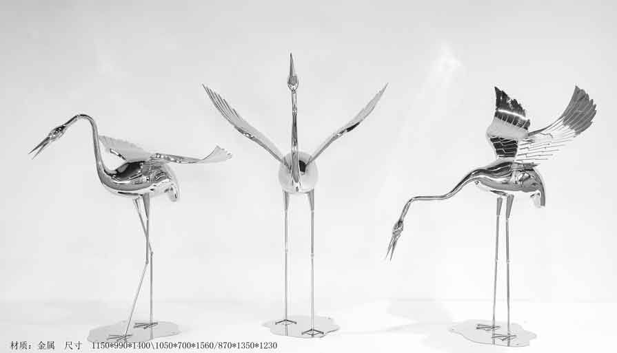 Outdoor mirror metal crane bird garden sculptures for sale DZ-341