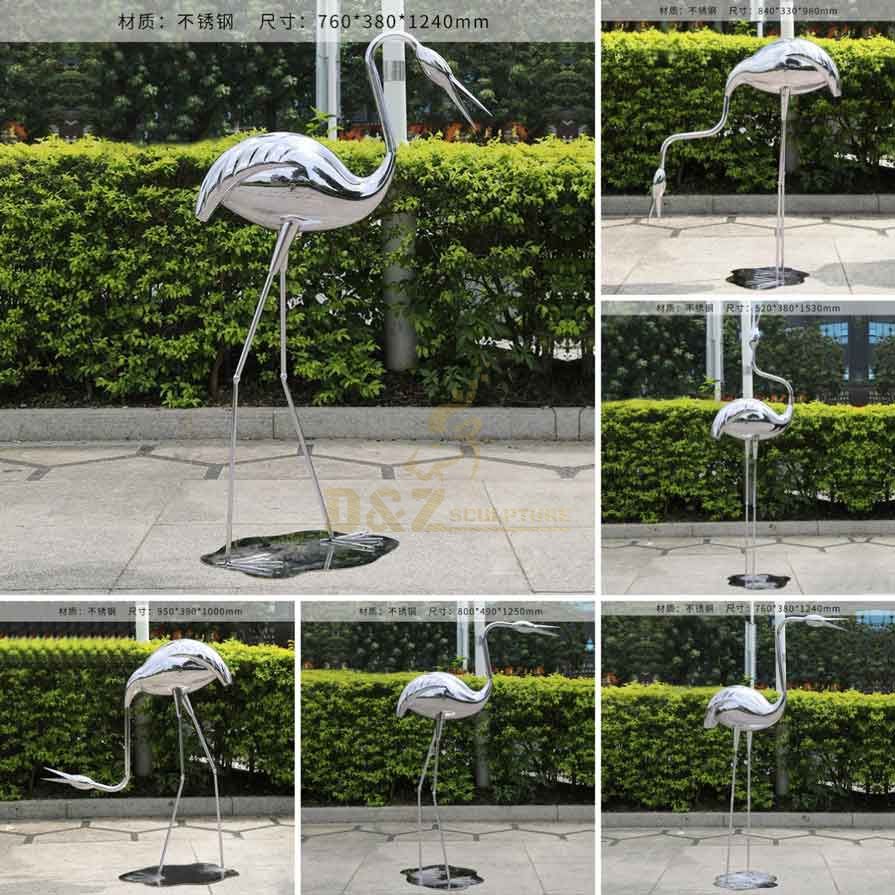 Other types of outdoor mirrored metal crane and bird garden sculptures for sale