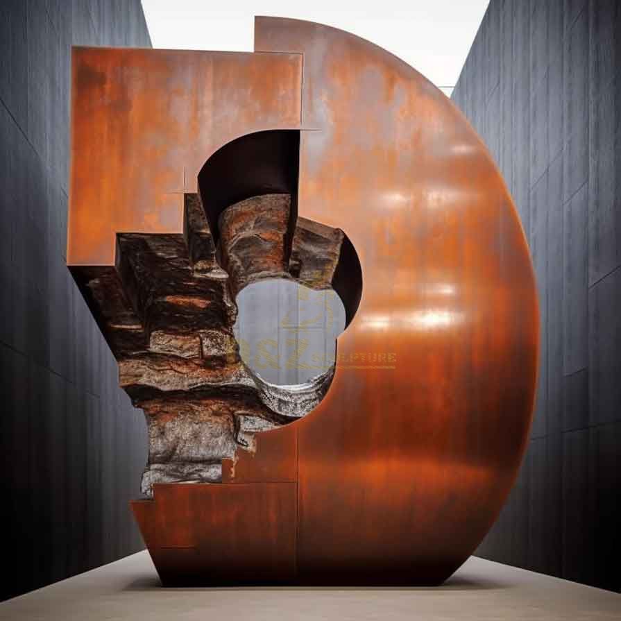 Outdoor corten steel and stainless steel art sculptures for sale DZ-340