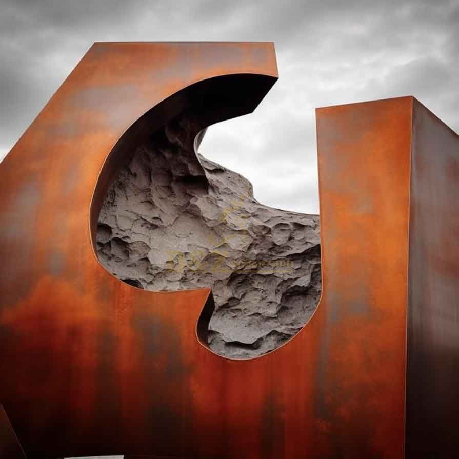 Outdoor corten steel and stainless steel art sculptures for sale DZ-340