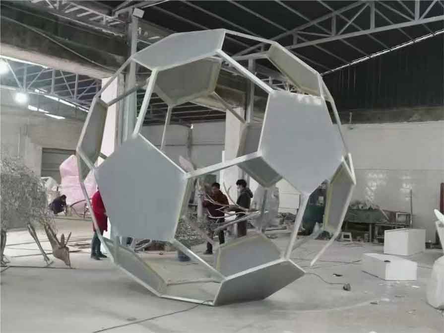 Large abstract art hollow light football sculpture for sale DZ-344