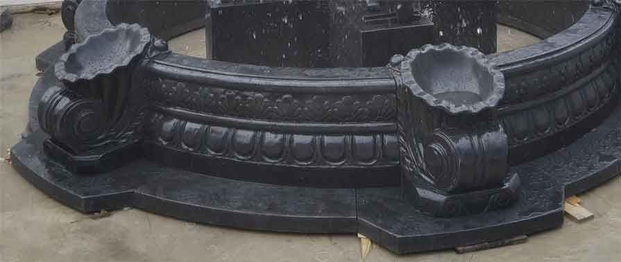 Outdoor black granite stone garden horse fountain sculpture for sale DZ-346