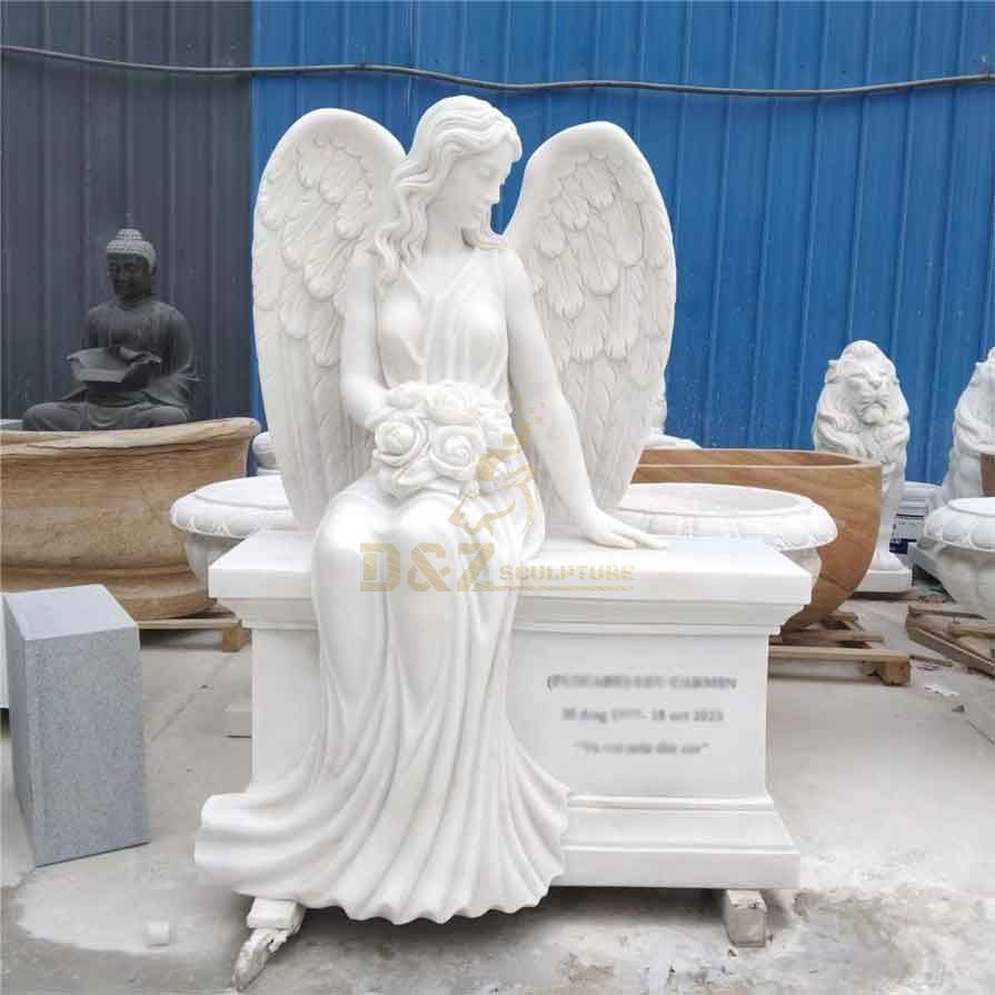 White marble cemetery tombstone angel statue sculpture DZ-350