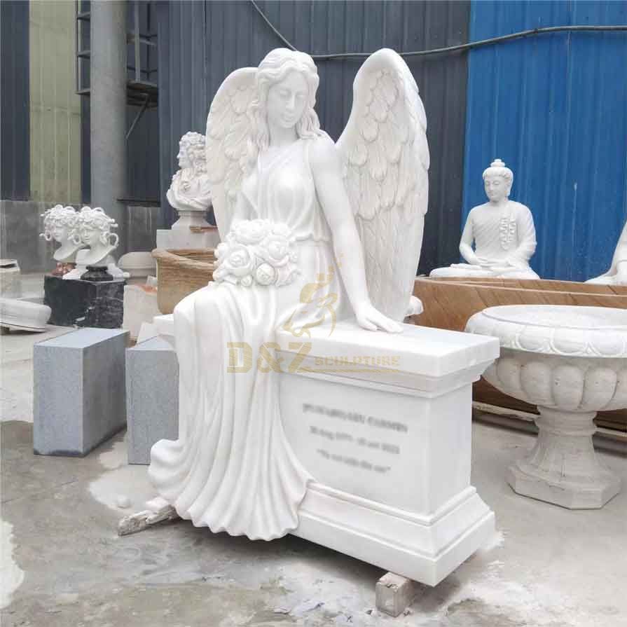 White marble cemetery tombstone angel statue sculpture DZ-350