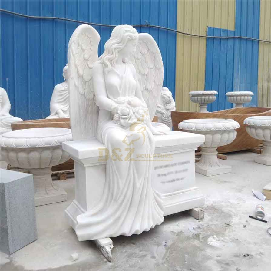 White marble cemetery tombstone angel statue sculpture DZ-350