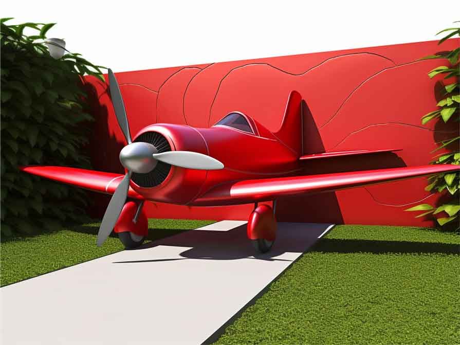 Customized large red metal art airplane sculpture for garden DZ-351