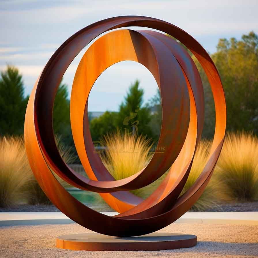Large outdoor corten steel circle art sculptures for sale DZ-355