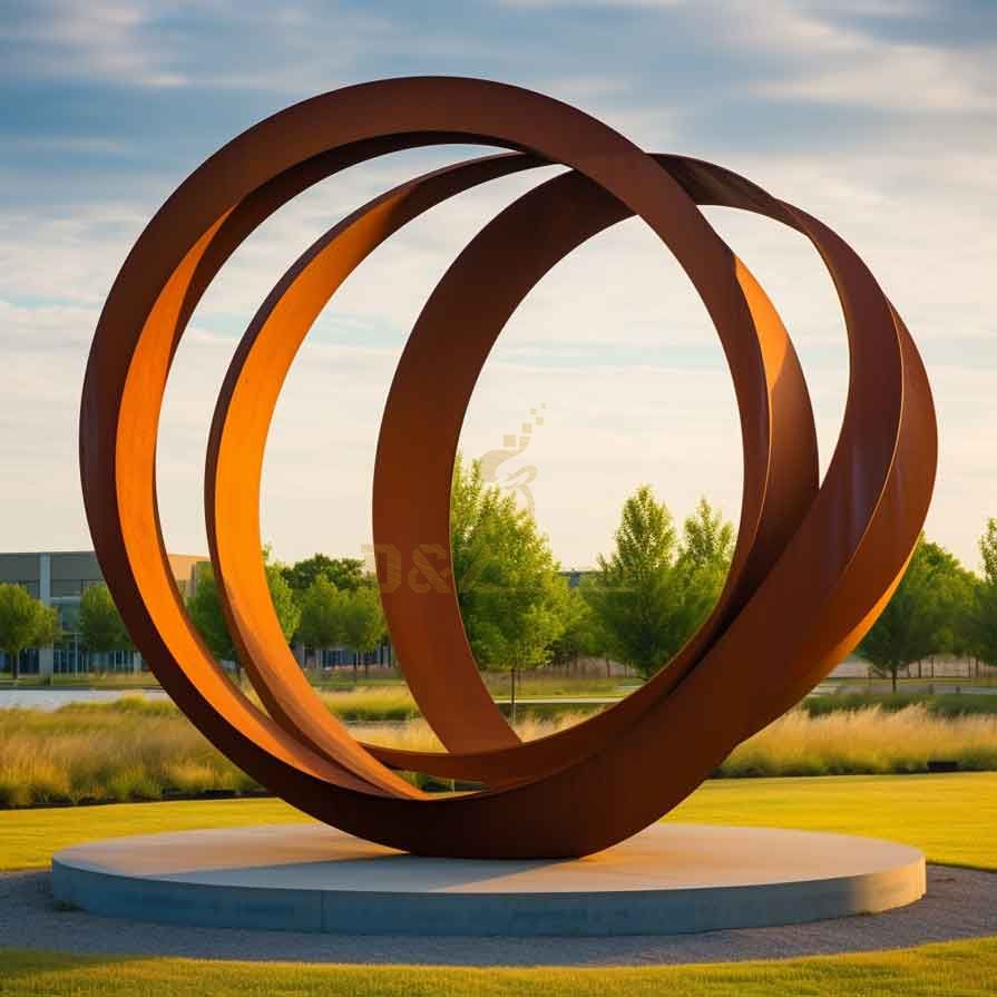 Large outdoor corten steel circle art sculptures for sale DZ-355