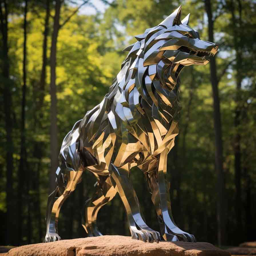 Large outdoor abstract metal wolf sculpture for sale DZ-357