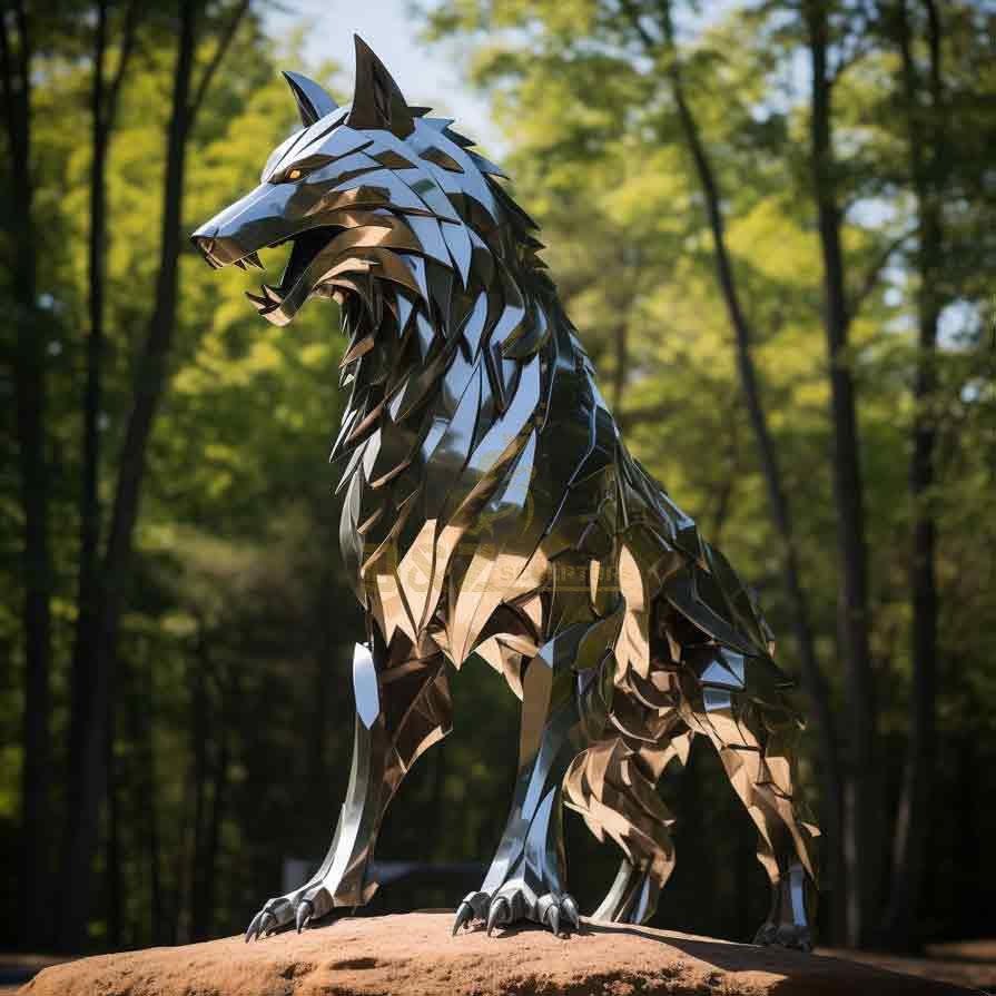 Large outdoor abstract metal wolf sculpture for sale DZ-357