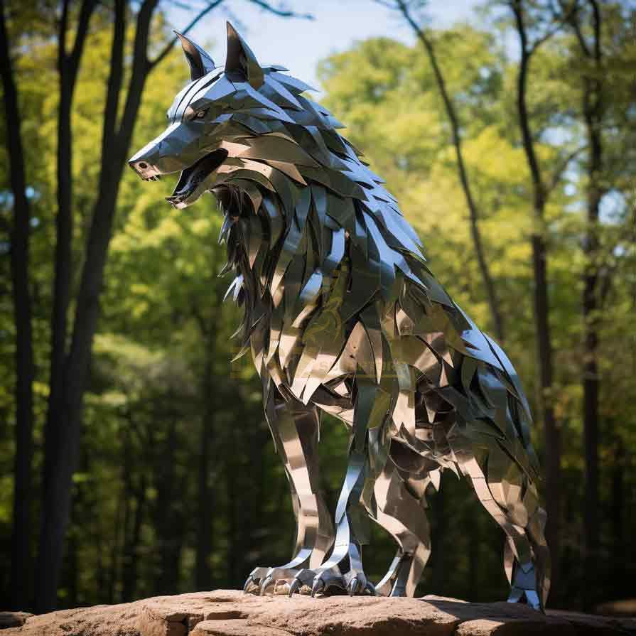 Large outdoor abstract metal wolf sculpture for sale DZ-357