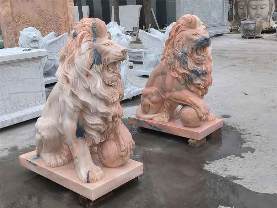 Outdoor stone lion statue ready for sale, animal sculpture DZ-359