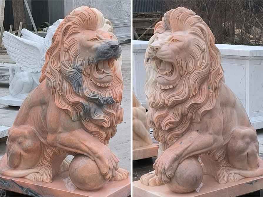 Outdoor stone lion statue ready for sale, animal sculpture DZ-359