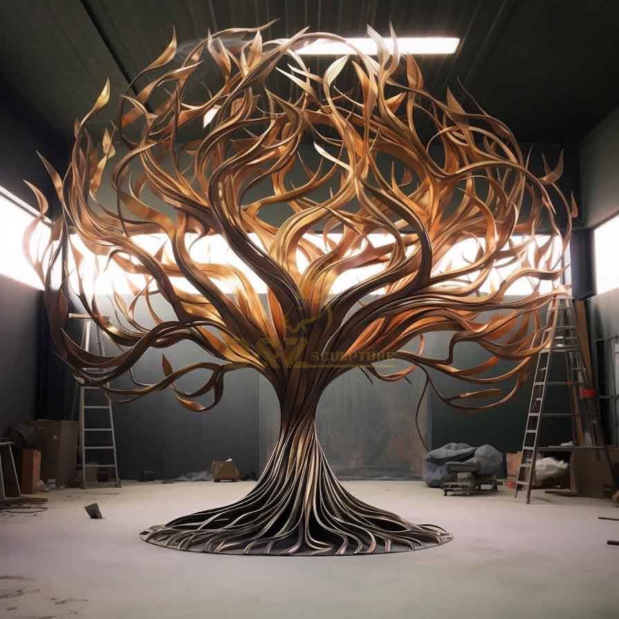 Customized large abstract metal tree sculpture for high-end spaces DZ-367