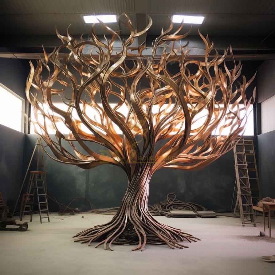 Customized large abstract metal tree sculpture for high-end spaces DZ-367