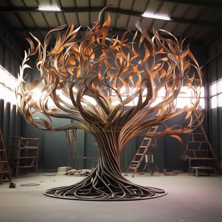 Customized large abstract metal tree sculpture for high-end spaces DZ-367