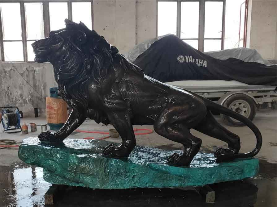Custom Large Bronze Lion Statue, Colored