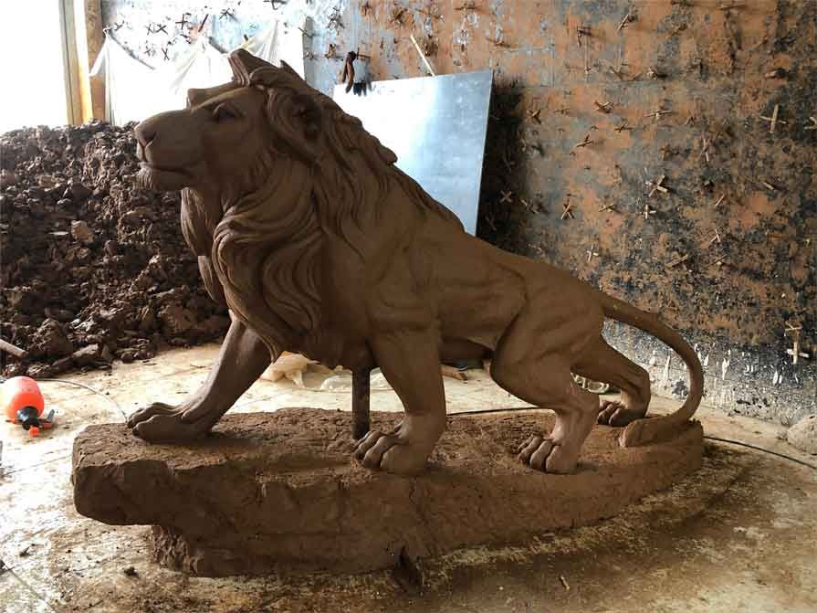 Custom Large Bronze Lion Statue, Clay Mold