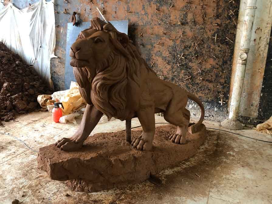 Custom Large Bronze Lion Statue, Clay Mold