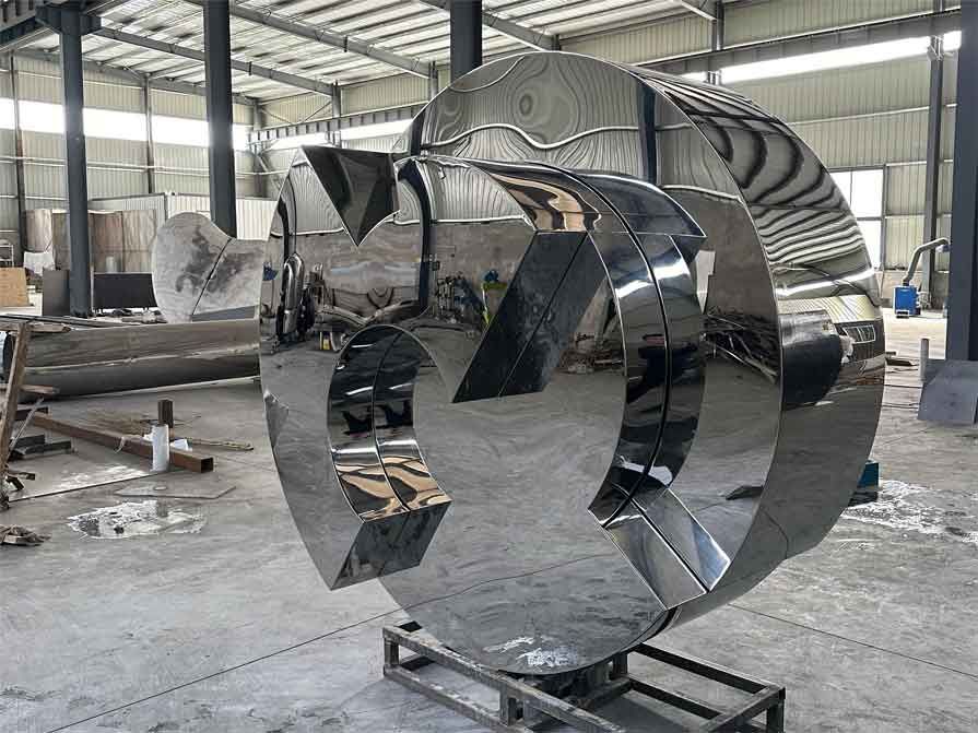 Large urban stainless steel mirror outdoor art sculpture DZ-370