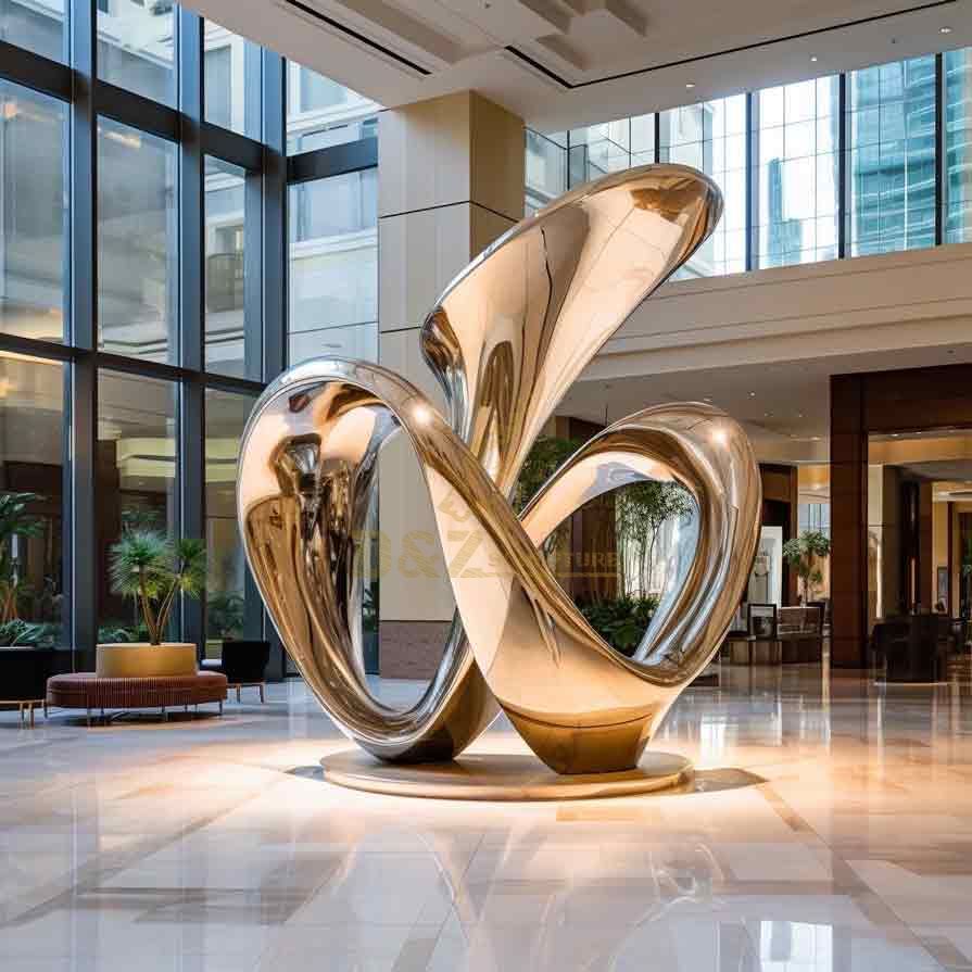 Modern metal art sculptures, high-end customized gold-plated sculpture for business lobby DZ-371