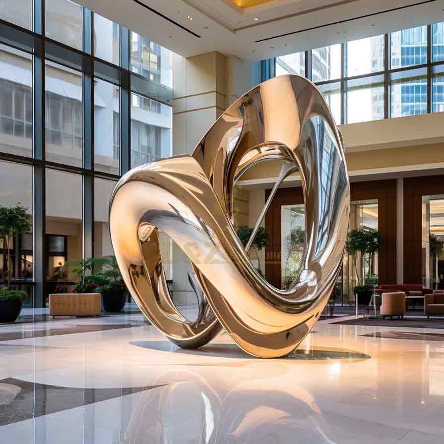 Modern metal art sculptures, high-end customized gold-plated sculpture for business lobby DZ-371