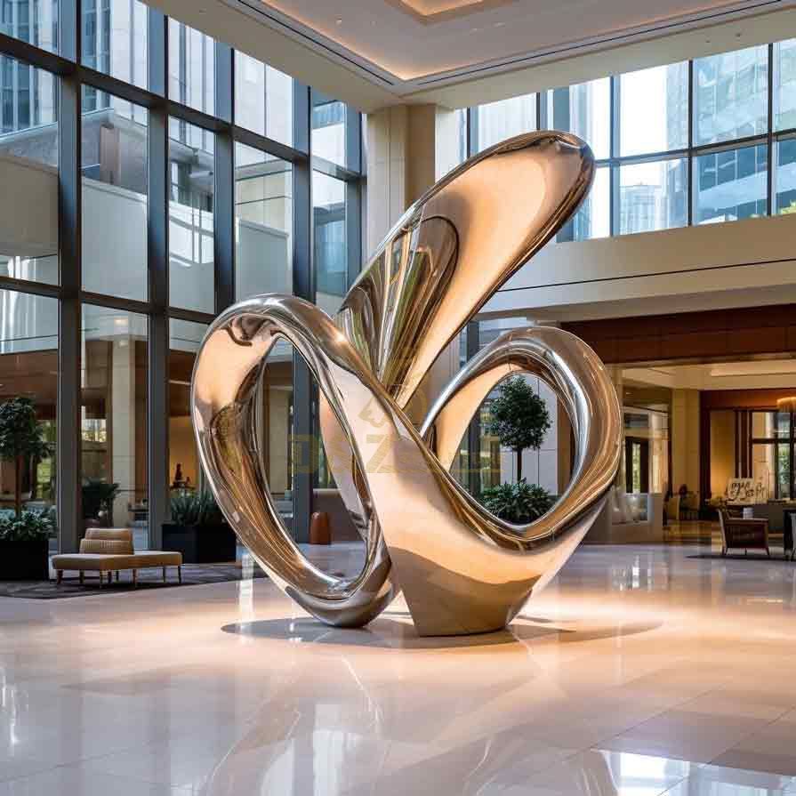 Modern metal art sculptures, high-end customized gold-plated sculpture for business lobby DZ-371