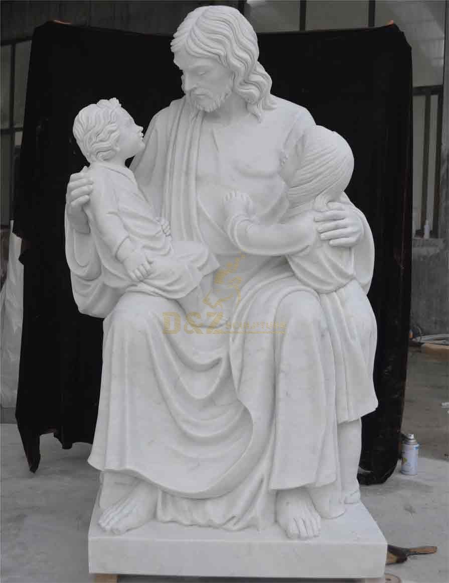 Jesus with Children White Marble Statue for Sale DZ-375