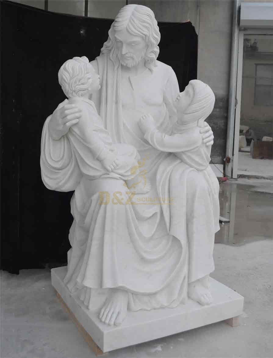 Jesus with Children White Marble Statue for Sale DZ-375