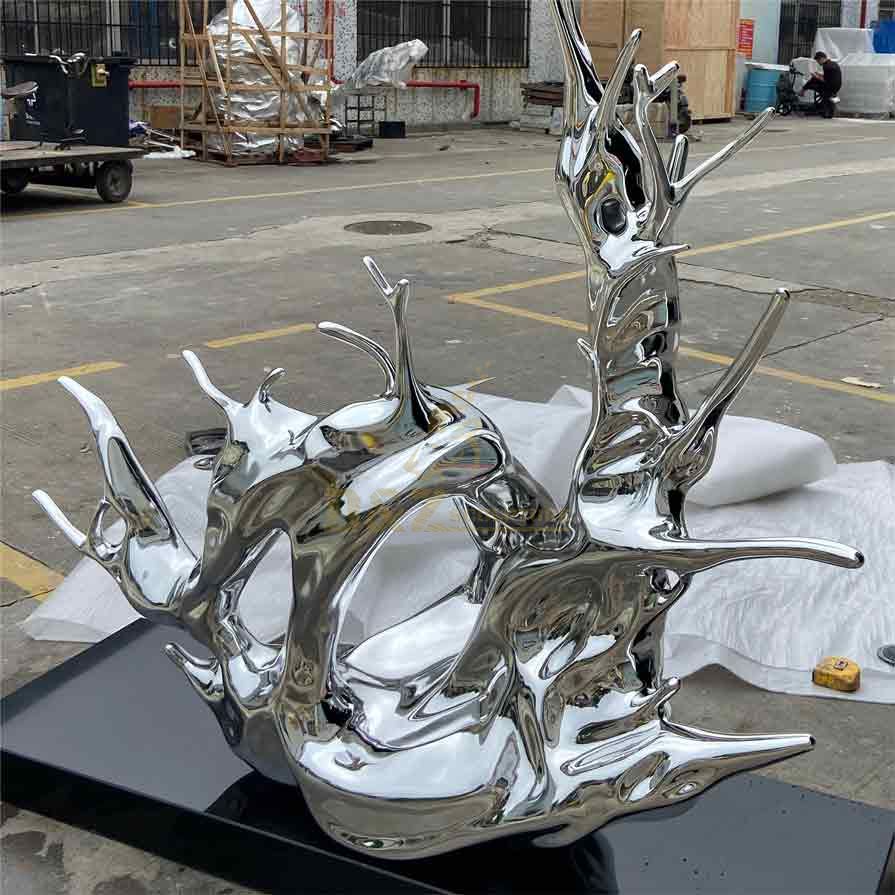 Outdoor metal waves: mirror stainless steel art sculpture for sale DZ-380