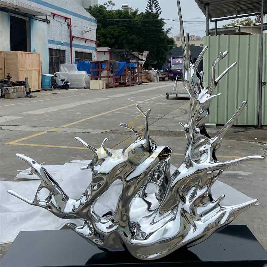 Outdoor metal waves: mirror stainless steel art sculpture for sale DZ-380