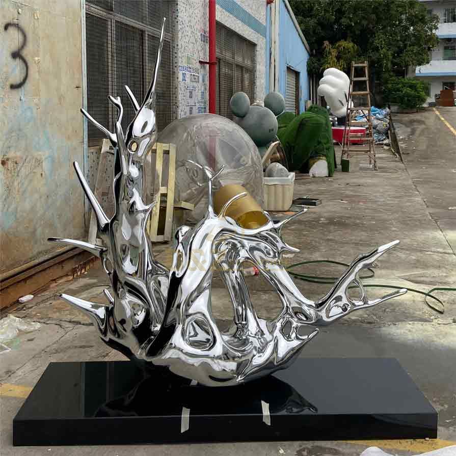 Outdoor metal waves: mirror stainless steel art sculpture for sale DZ-380