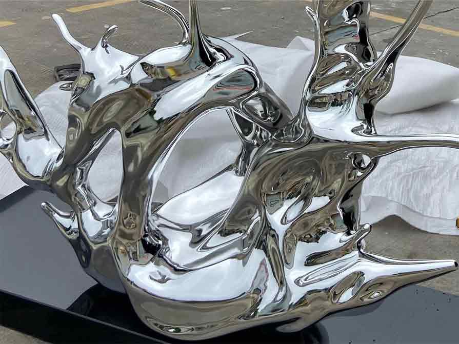 Outdoor metal waves: mirror stainless steel art sculpture for sale DZ-380