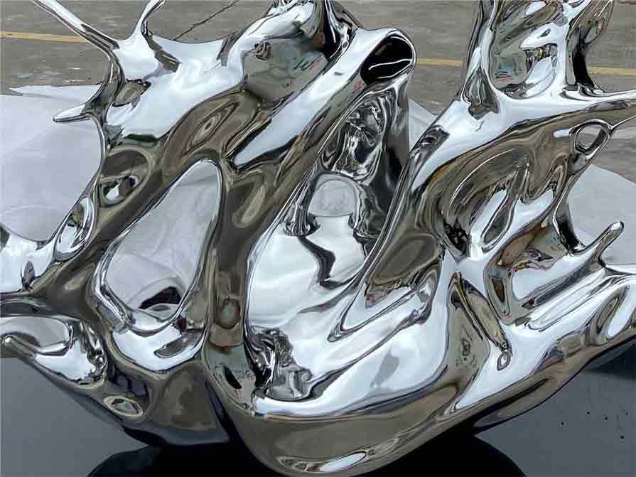 Outdoor metal waves: mirror stainless steel art sculpture for sale DZ-380