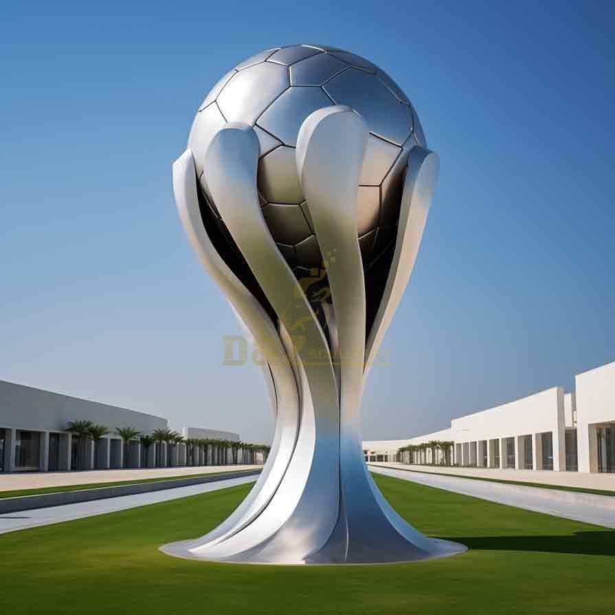 Customized color-plated large metal football sculpture, World Cup theme, stadium football stadium square sculpture