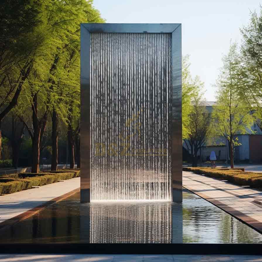 Large stainless steel rectangular outdoor fountain sculpture for sale DZ-387