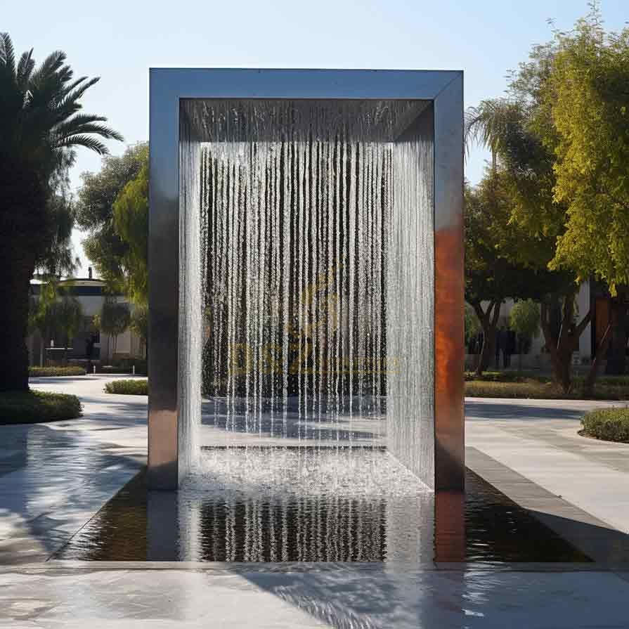 Large stainless steel rectangular outdoor fountain sculpture for sale DZ-387
