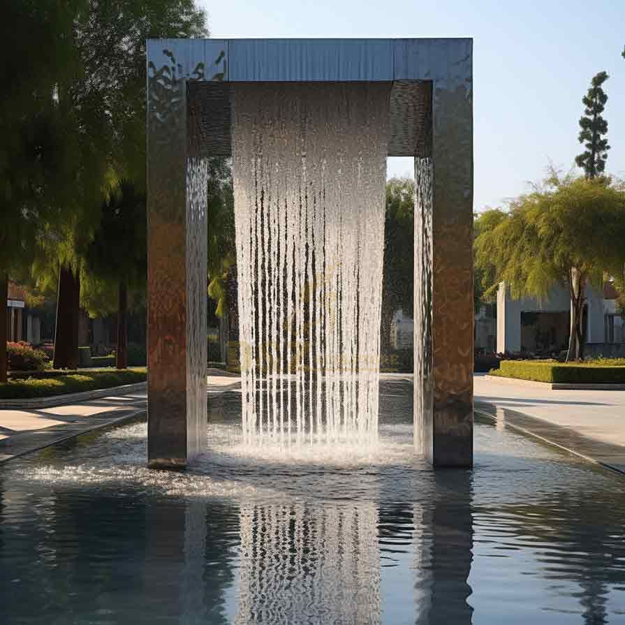 Large stainless steel rectangular outdoor fountain sculpture for sale DZ-387