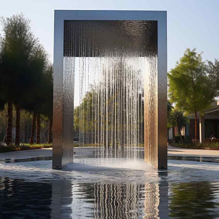 Large stainless steel rectangular outdoor fountain sculpture for sale DZ-387