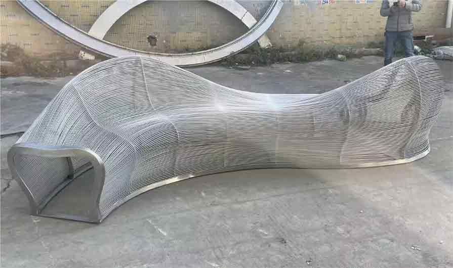 Modern metal art bench, functional decorative sculpture for parks and shopping malls DZ-390