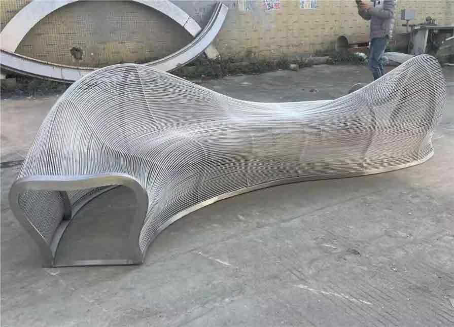 Modern metal art bench, functional decorative sculpture for parks and shopping malls DZ-390