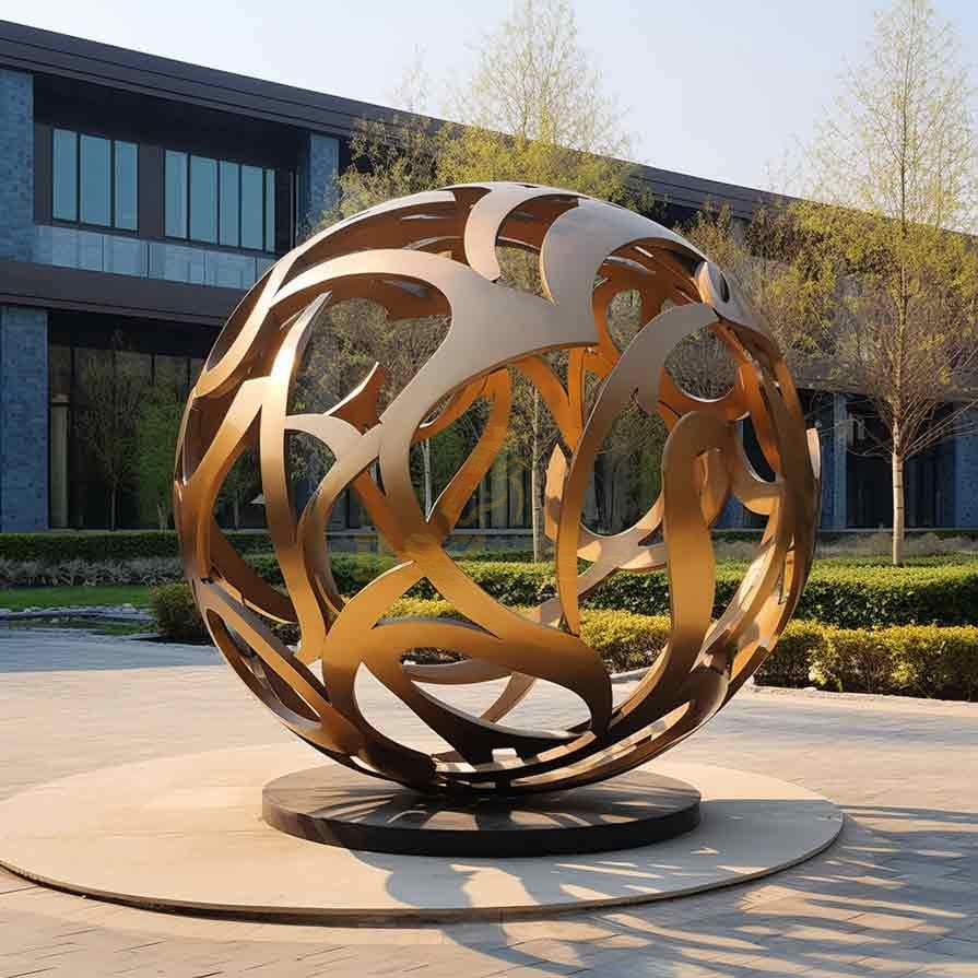 Large metal garden sphere sculpture in the lobby courtyard DZ-391