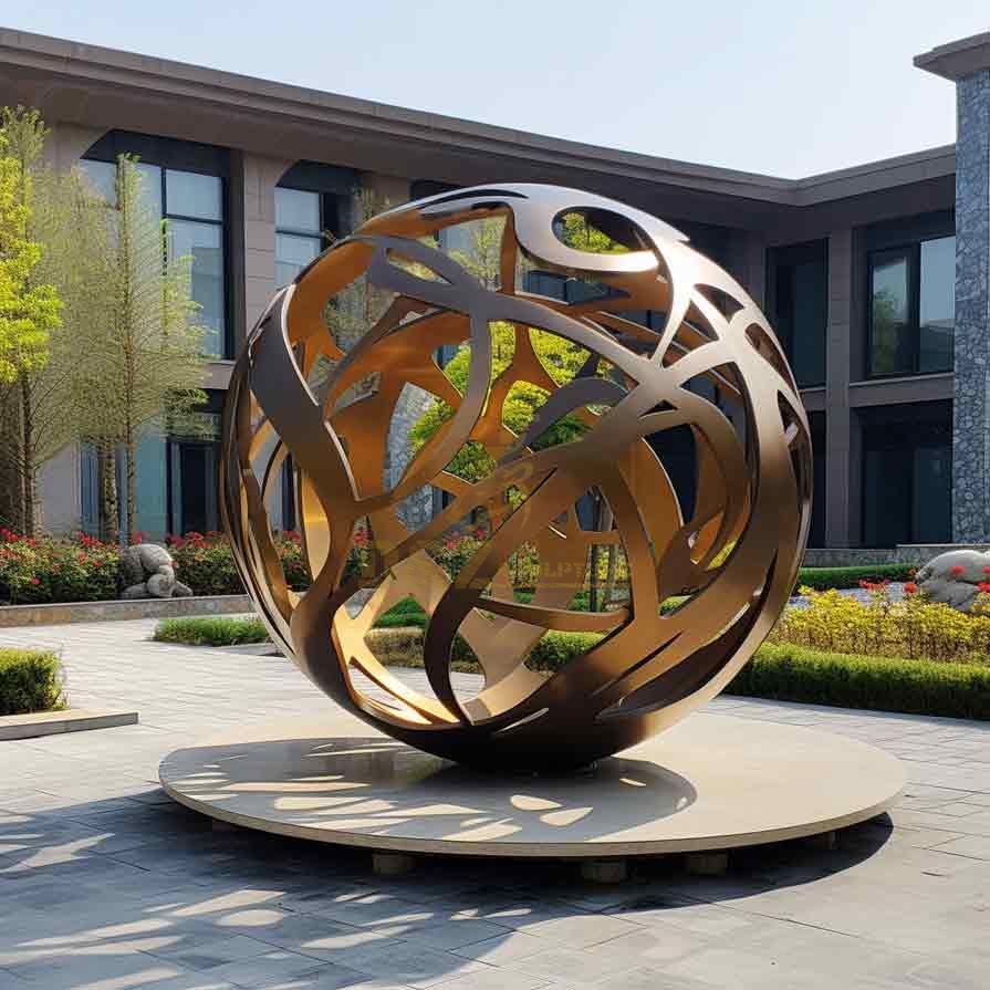 Large metal garden sphere sculpture in the lobby courtyard DZ-391