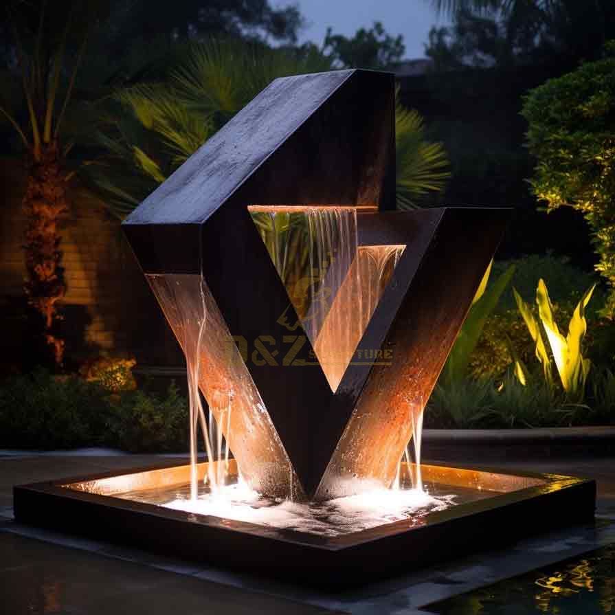 Modern outdoor geometric metal fountain sculpture for garden DZ-395