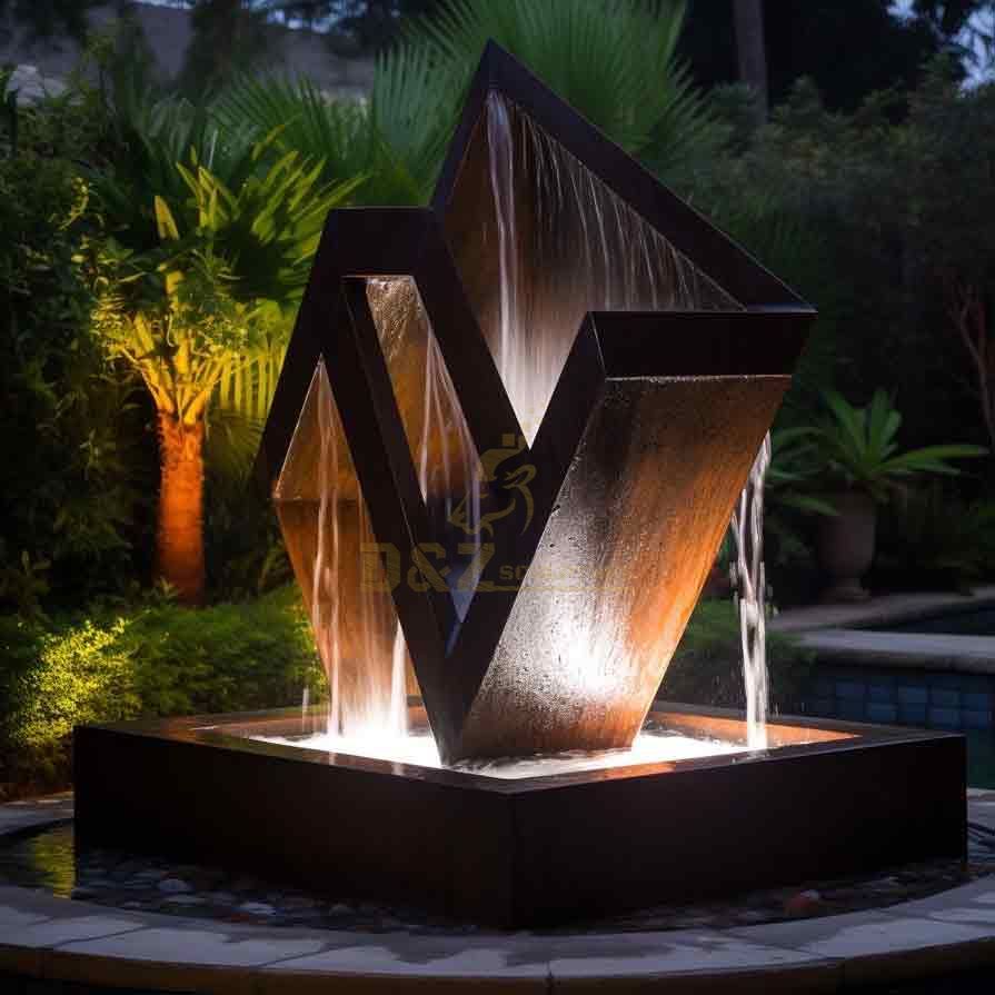 Modern outdoor geometric metal fountain sculpture for garden DZ-395