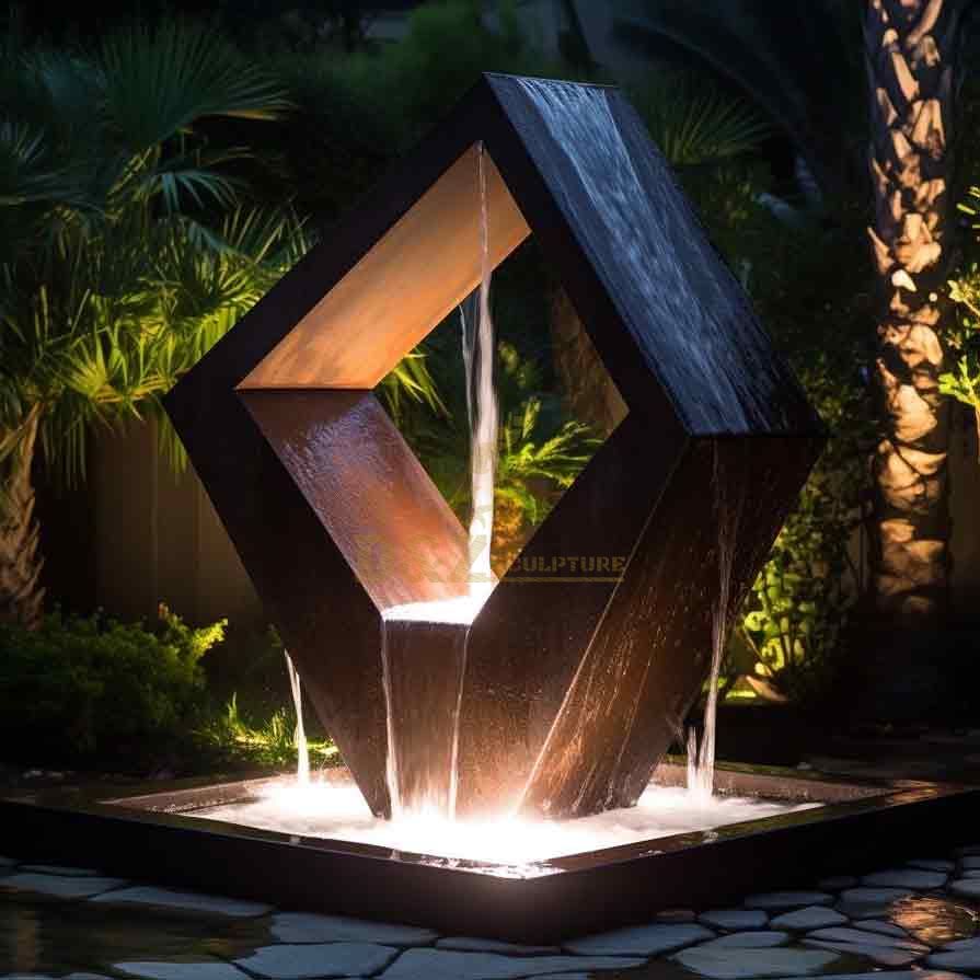 Modern outdoor geometric metal fountain sculpture for garden DZ-395